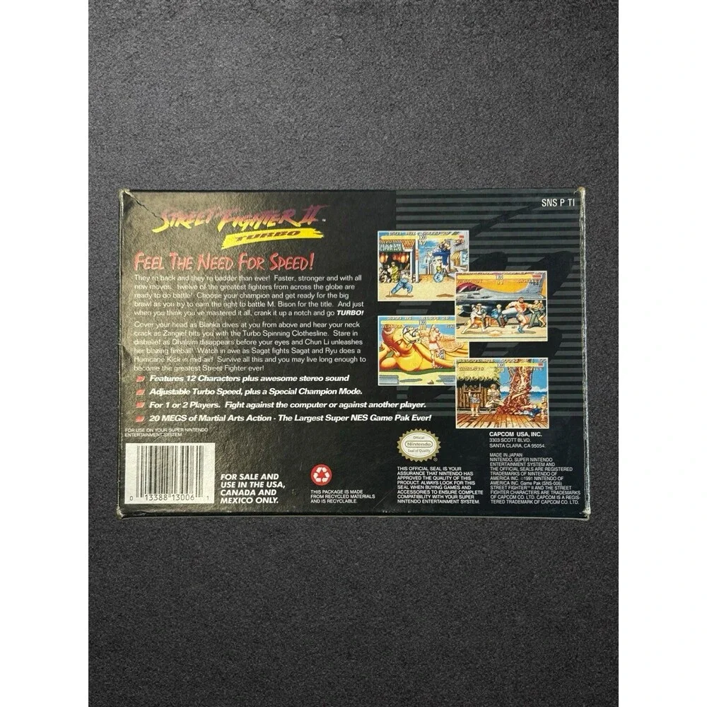 Street Fighter II Turbo (Super Nintendo SNES, 1993) CIB Complete Box Game Manual